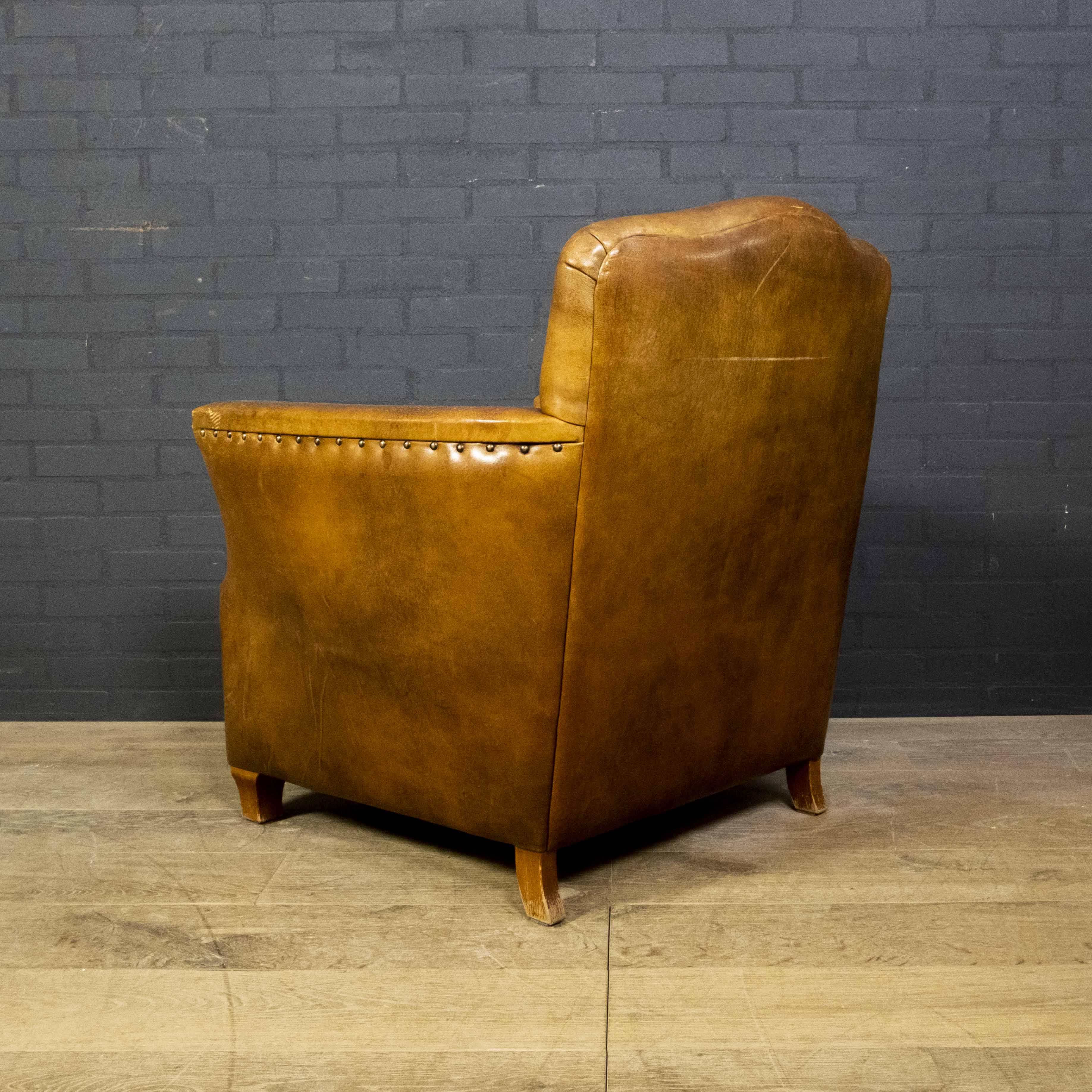 Art Deco club armchair made of Dutch Sheepskin from the 1930s.