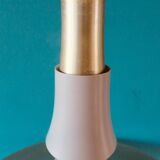 Large trumpet lamp in brushed-gold aluminum. Denmark 1970