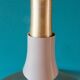 Large trumpet-shaped lamp in brushed and gold-plated aluminum. Denmark, 1970