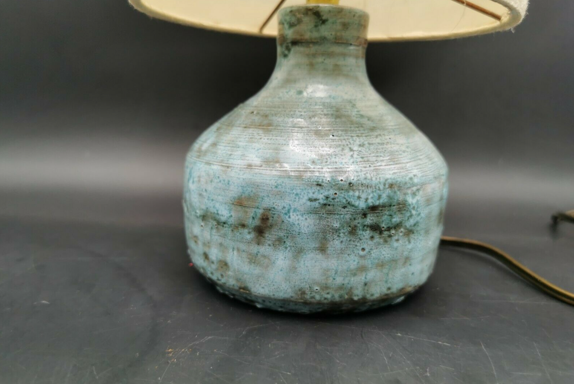 Lampe vintage céramique bleue