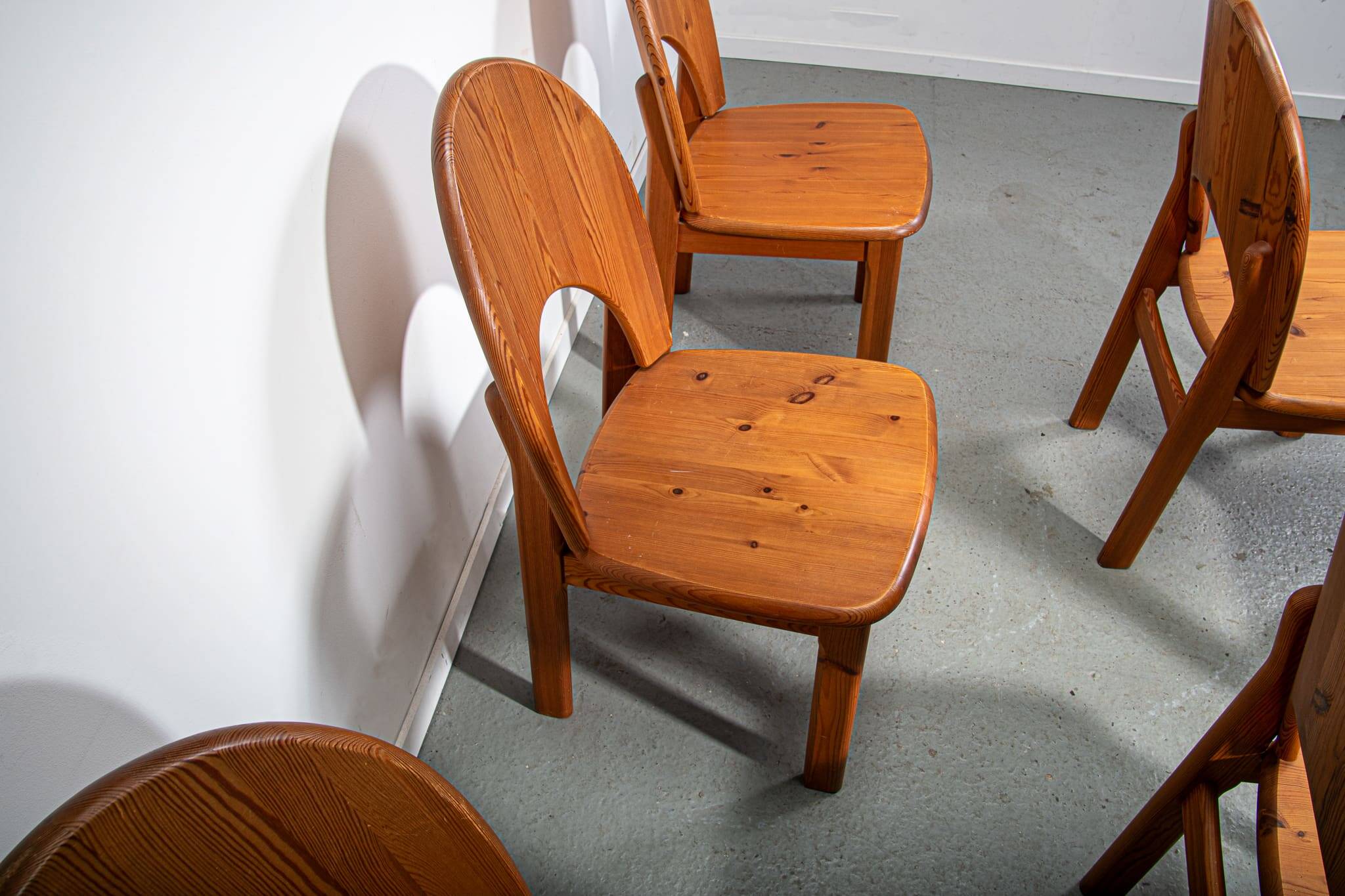 Ensemble de 6 chaises de salle à manger en pin par Ranier Daumiller