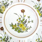 6 small white stoneware dessert plates - floral decoration - Country Charm Collection
