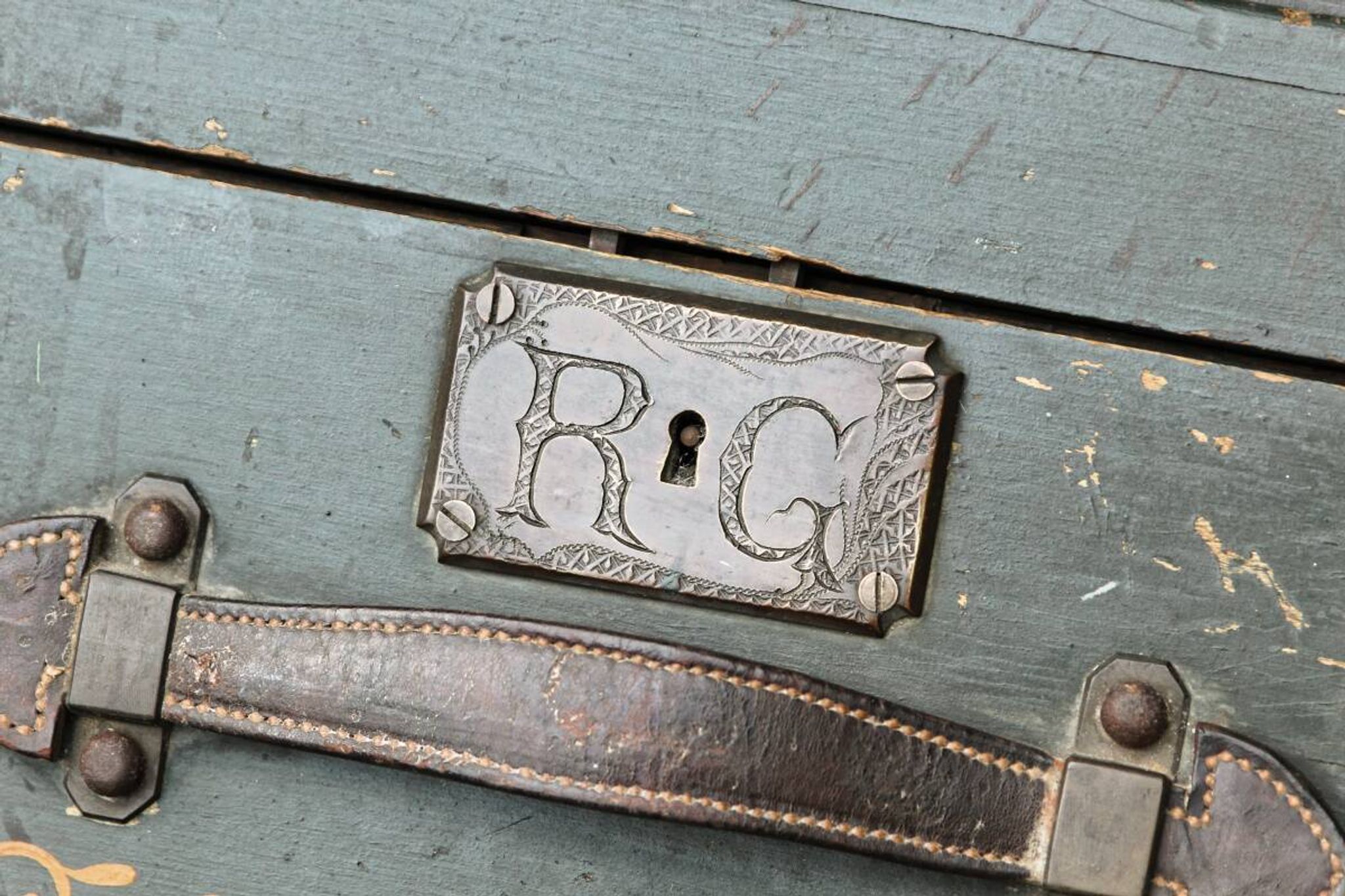 Old wooden travel trunk