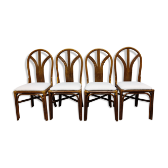 Chaises de salle à manger vintage en bambou, années 1960