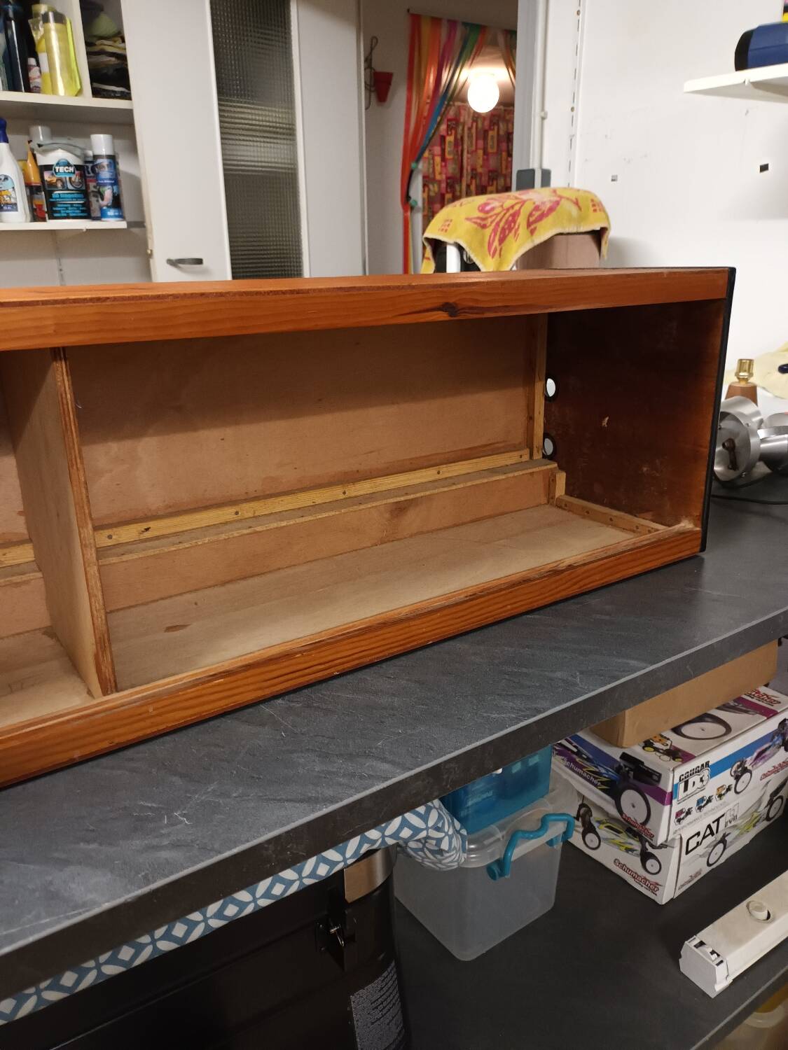 Vintage shelf with sliding doors