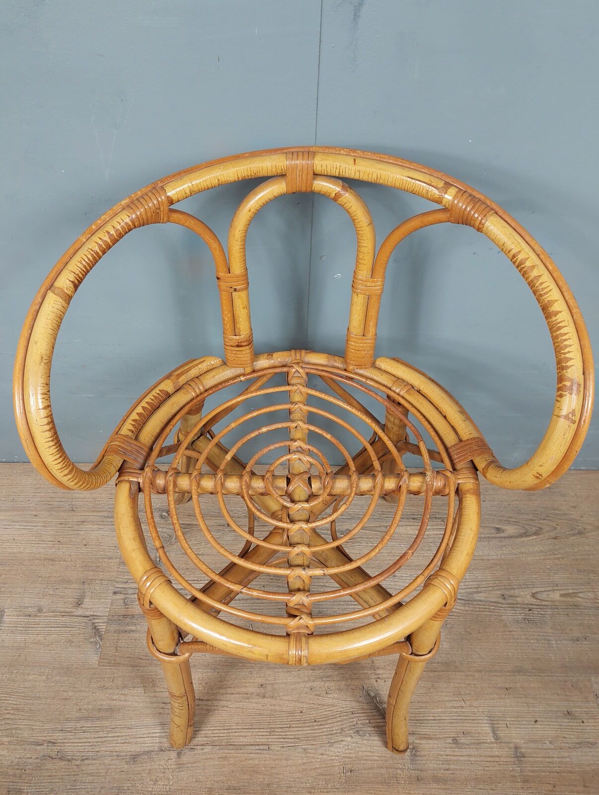 Vintage bamboo and rattan armchair