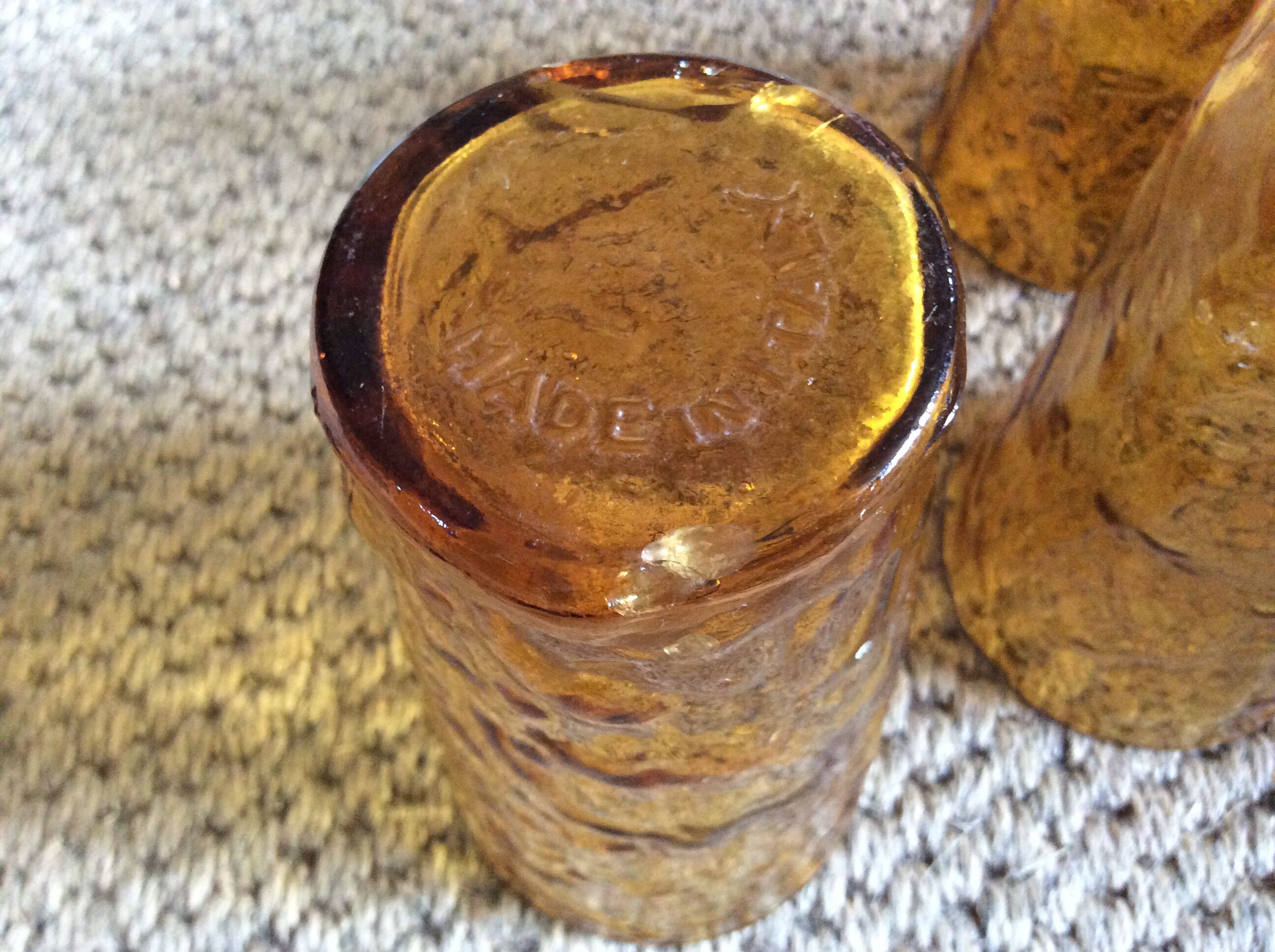 Series of 6 amber glasses