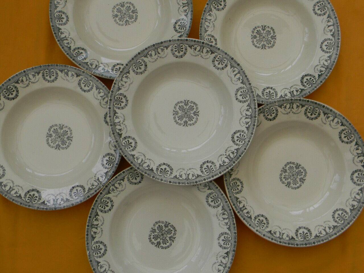 Set of 6 deep earthenware plates from CHOISY LE ROI Boulenger. IENA model.