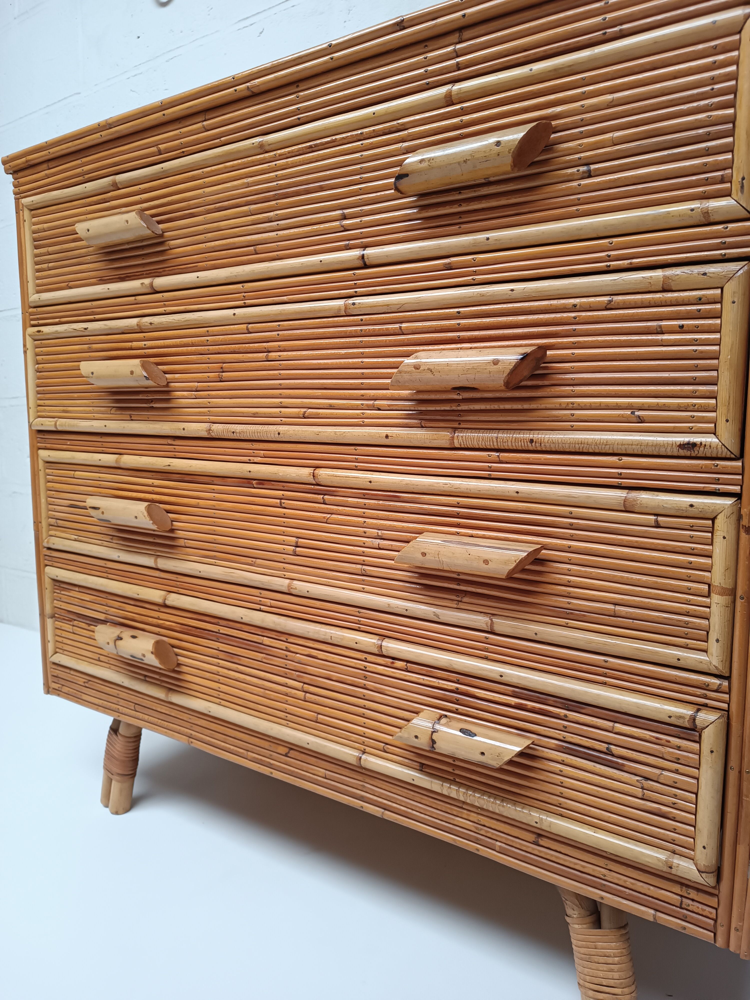 Rattan chest of drawers 60s-70s