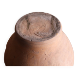 Old glazed terracotta olive jar