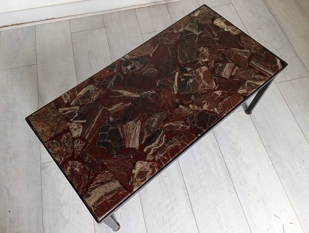 Table basse en pierre naturelle et résine, années 70