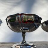 6 stainless steel cups on foot 1970