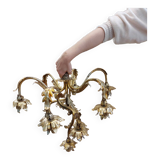 9-light golden flower chandelier