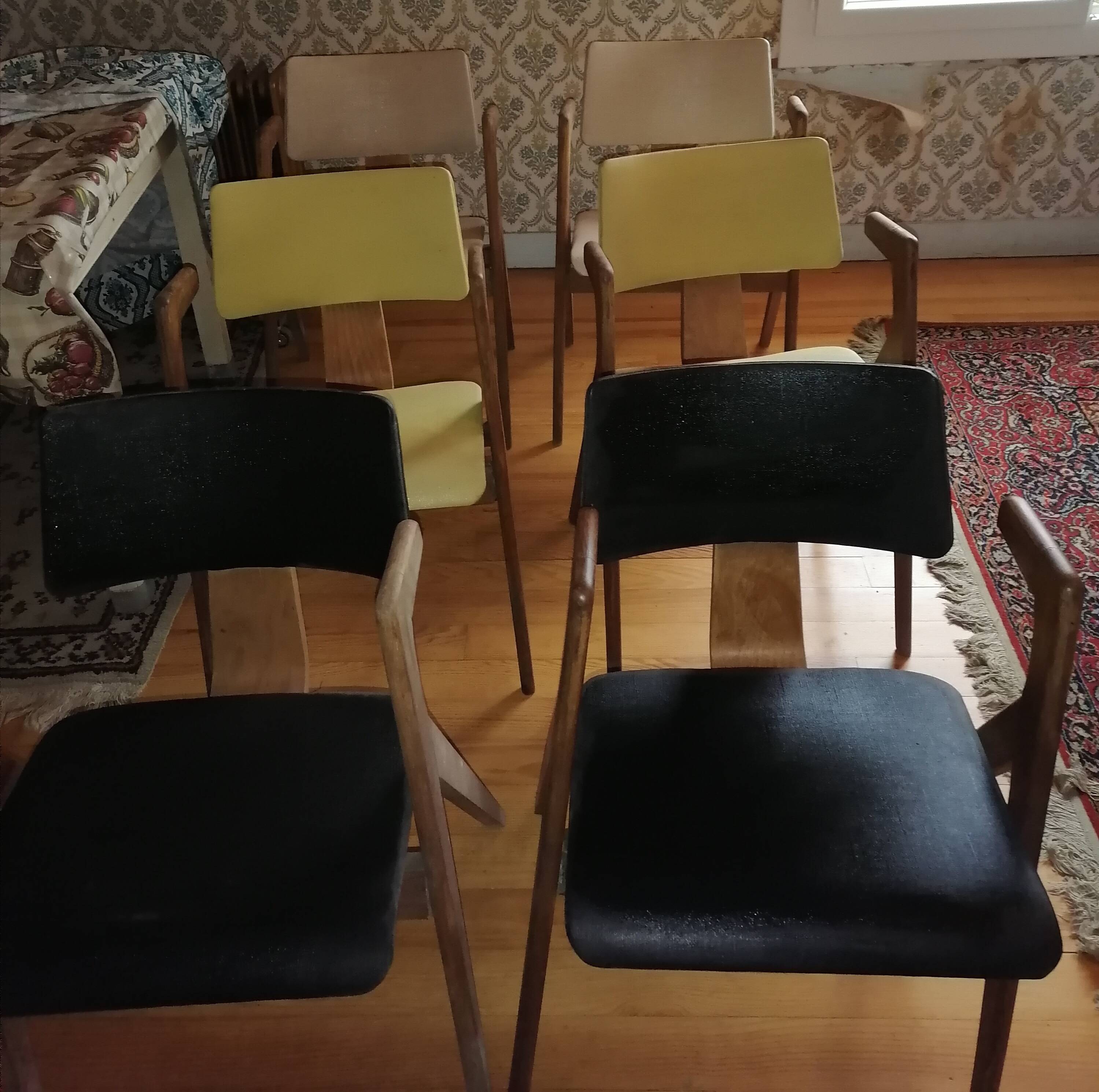 Set of 6 Hillestak Armchairs by designers Lucienne and Robin Day, Hill editions.