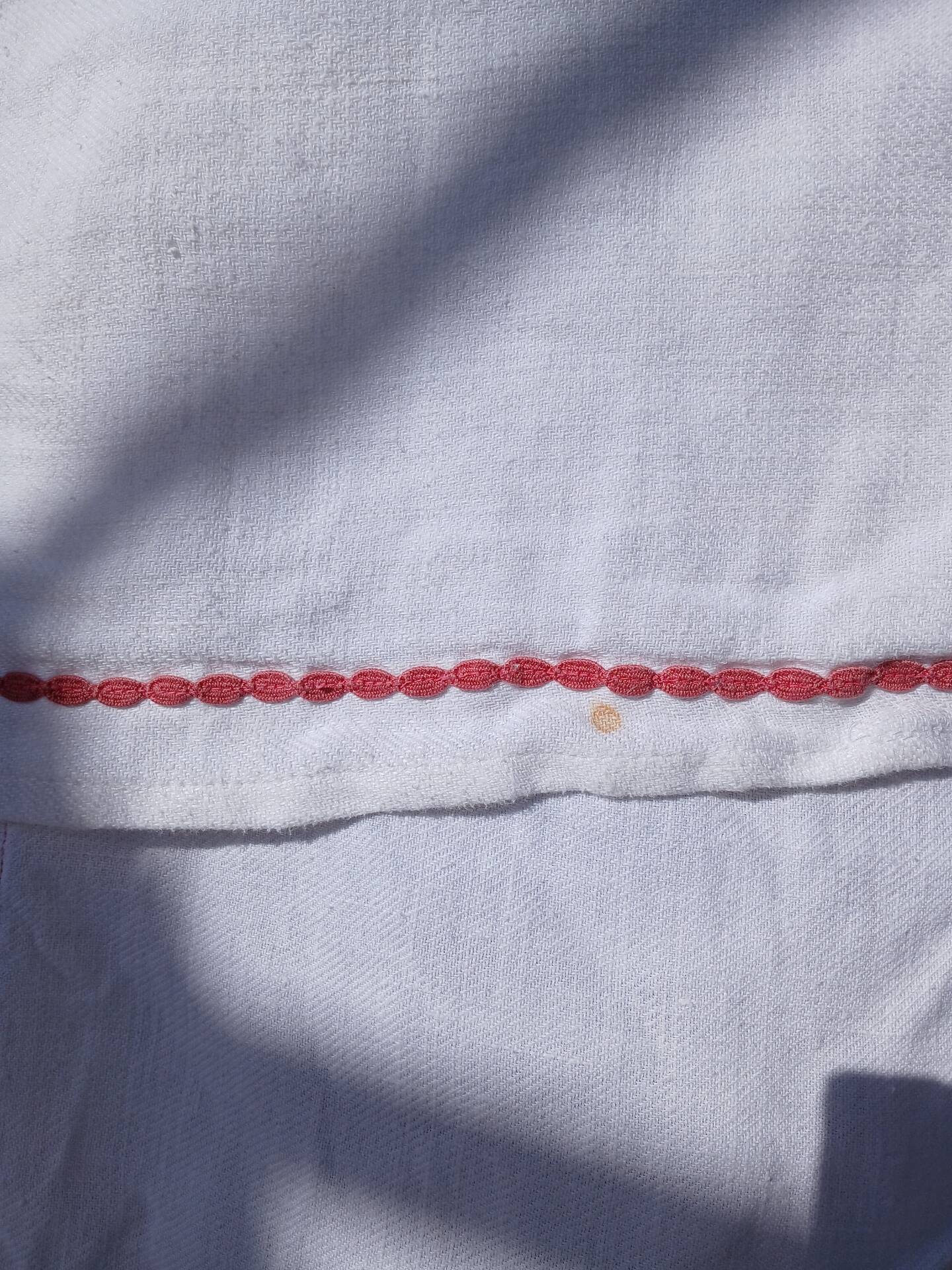 Vintage white linen tablecloth