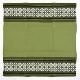 6 olive green Dralon napkins - white geometric patterns - vintage 60s