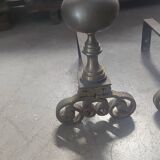 Pair of bronze and steel chenets XIX Holland