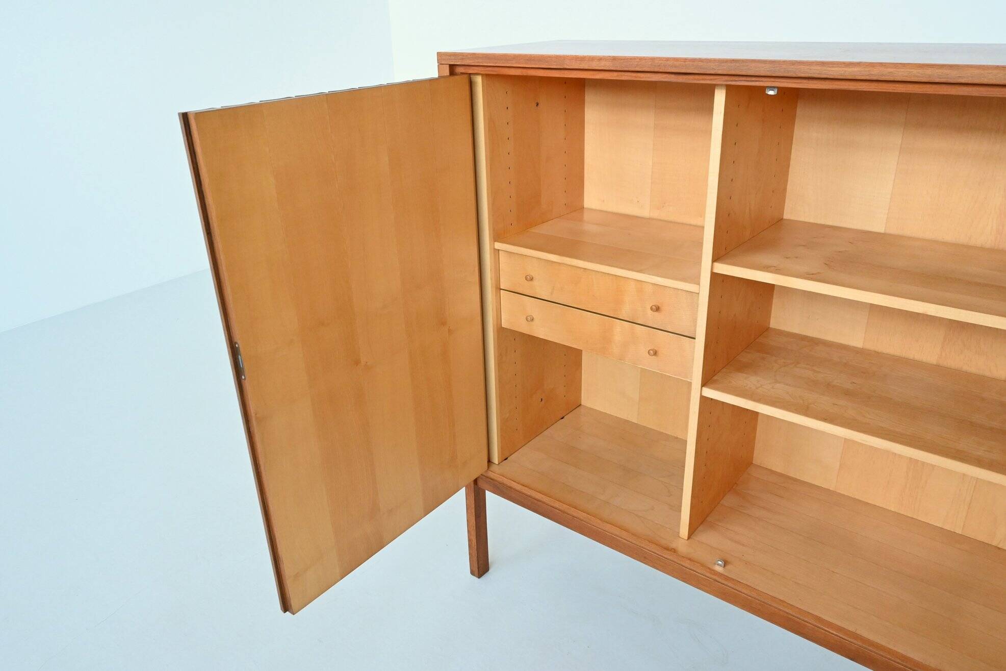 Leo Bub symmetric highboard in walnut XL Bub Wertmobel Germany 1960
