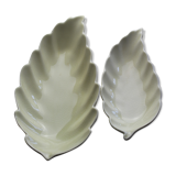 Lot of 2 ravines "leaf" in cracked earthenware