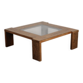 Modernist wenge and glass coffee table, Netherlands, 1970s