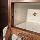 Pair of antique bedside tables with marble top and ceramic niche