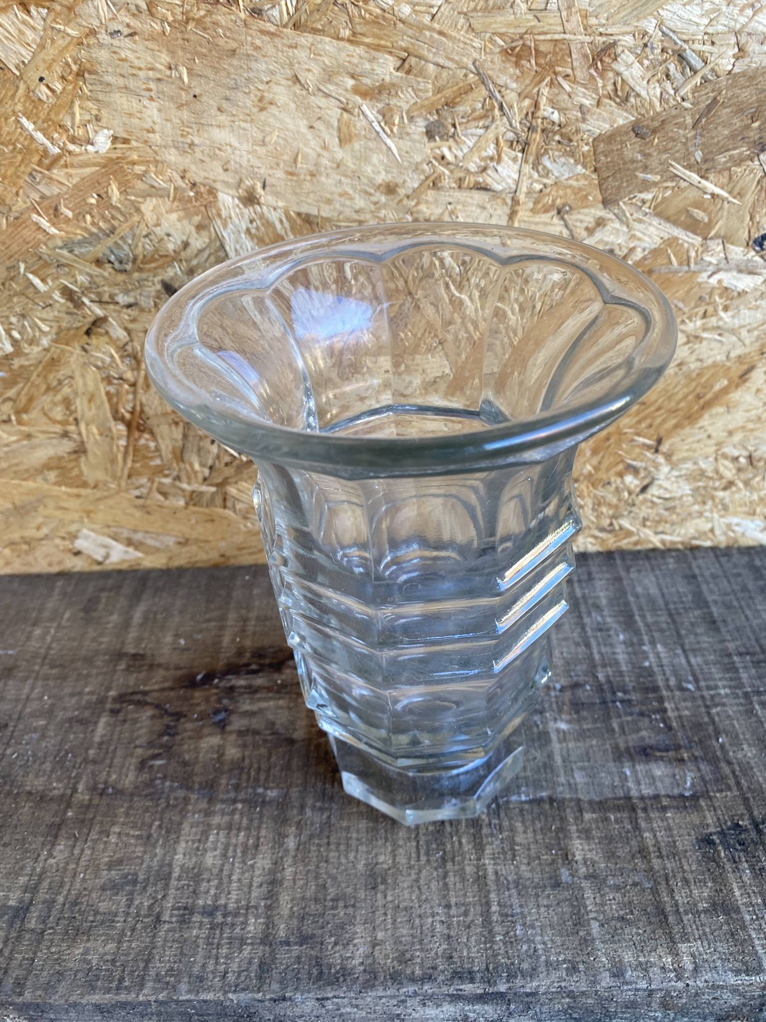 Vintage 1970s Moulded Glass Vase Made in France #D973