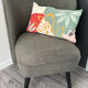 Compact armchair in green/grey chenille fabric