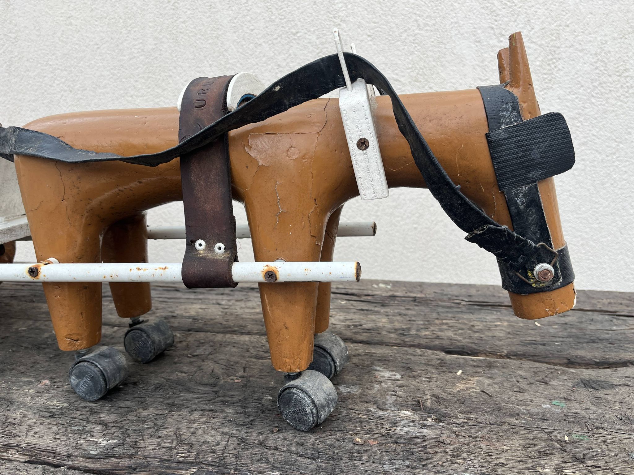 jouet cariole avec cheval en bois années 60