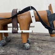 jouet cariole avec cheval en bois années 60