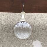 Suspension boule verre moulé années 70