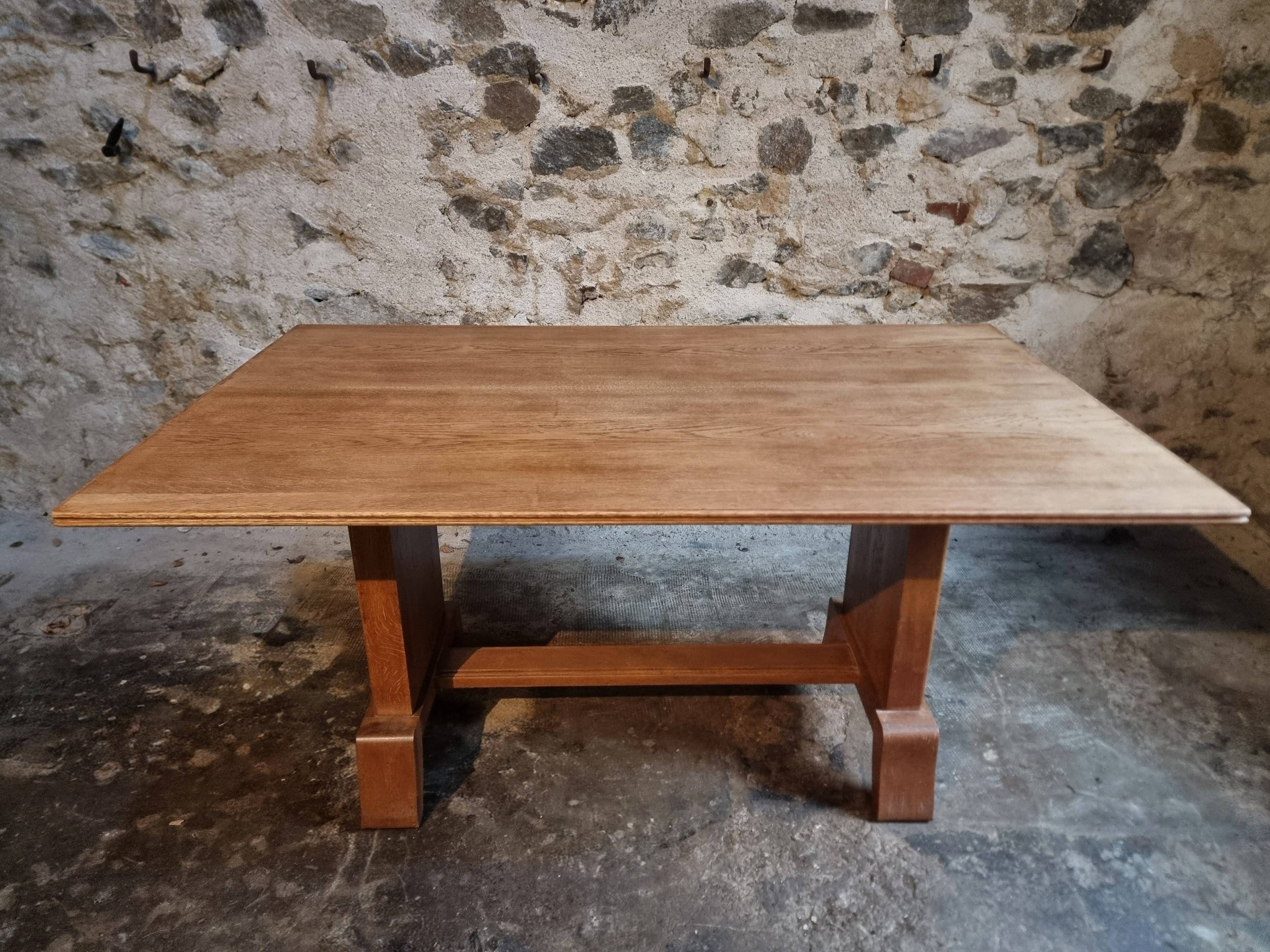 French Art Deco dining table in oak, 1930–1950