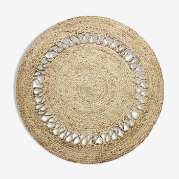 Tapis rond en jute 120 cm motif ajouré