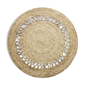 Tapis rond en jute 120 cm motif