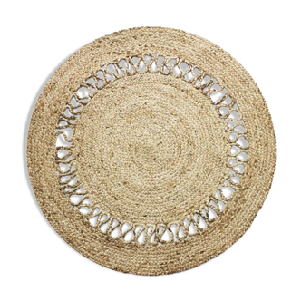 Round carpet in jute 120 cm open pattern