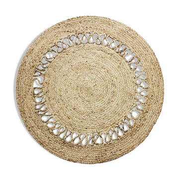 Round jute rug 120 cm with openwork pattern