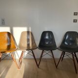Lot of 6 Eames chairs from the 60s (4 colours) genuine fibreglass + new legs.