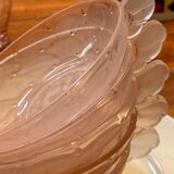 5 art deco cups pink old glass