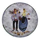 Large enamelled ceramic dish le brescon in vallauris 1970