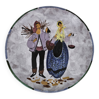 Large enamelled ceramic dish le brescon in vallauris 1970