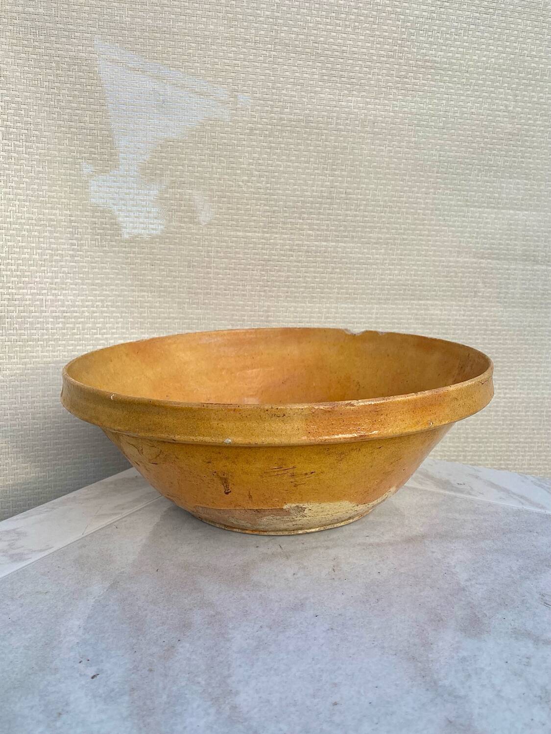 Old yellow glazed terracotta gresale