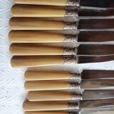 12 Old horn knives and stainless steel blades, Laurier decorative virole