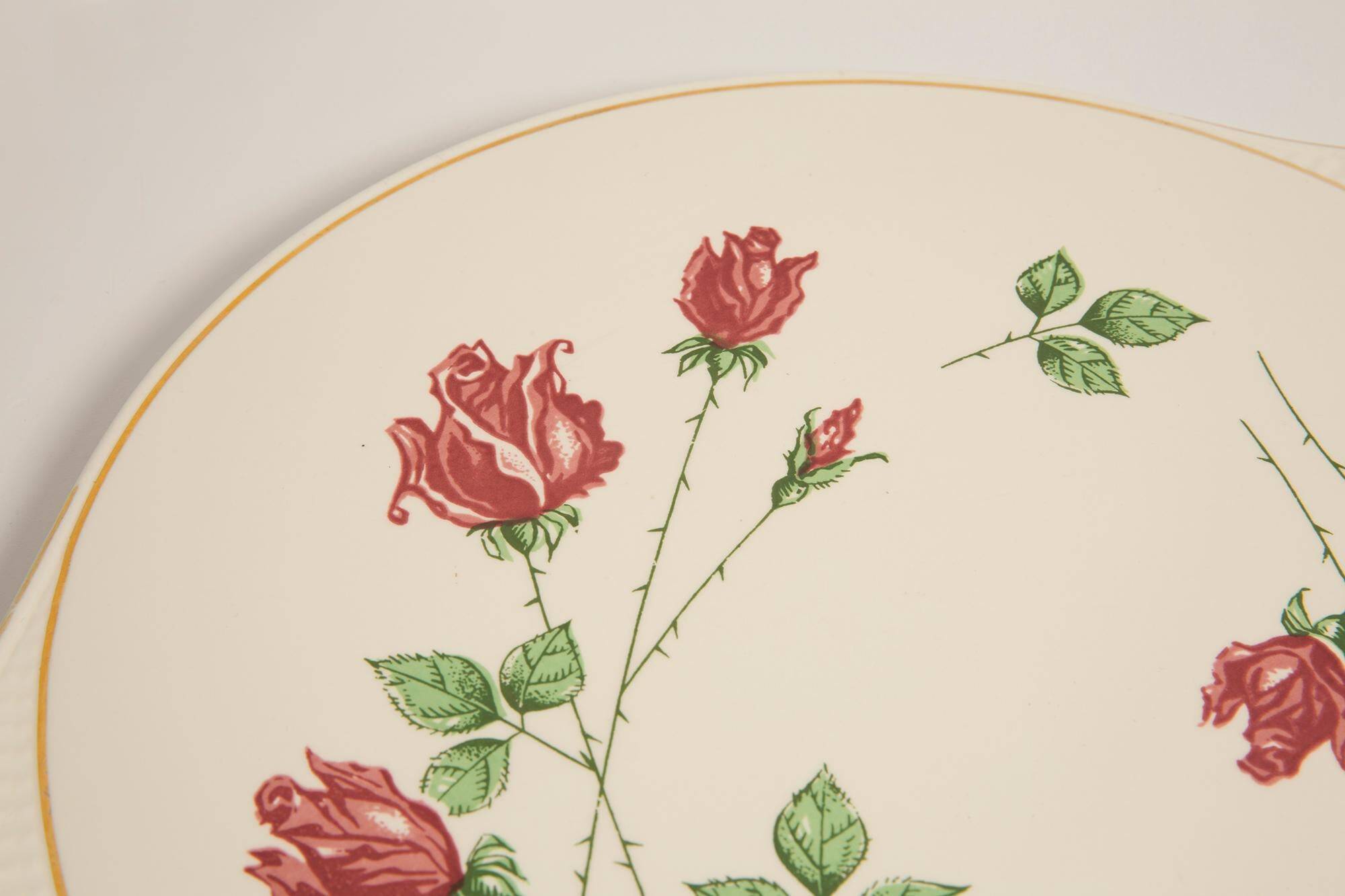 Assiette décorative Rose vintage du milieu du siècle, Allemagne, années 1970
