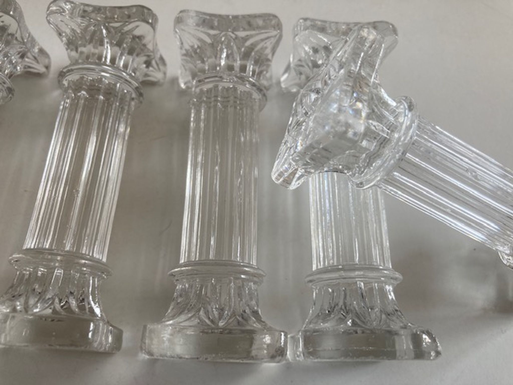 Set of 6 knife holder columns greek revival 1960 in ringing crystal