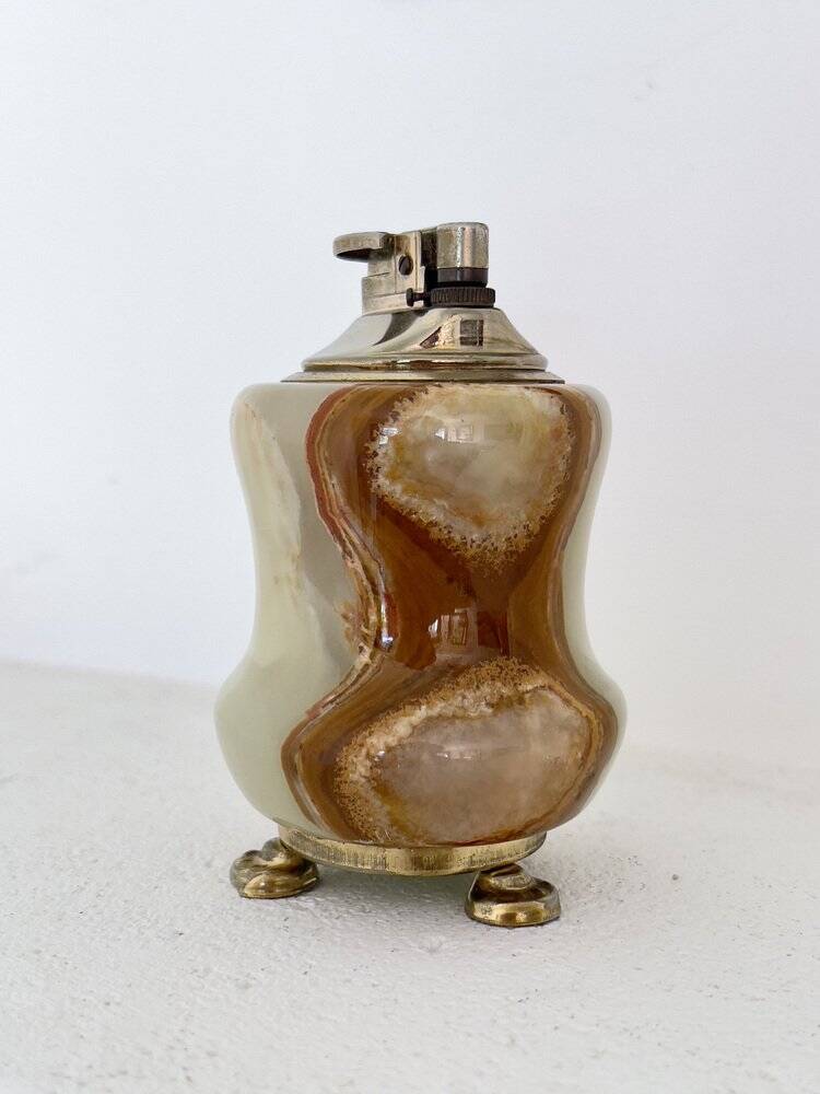 Green onyx table lighter, Italy, 1970s