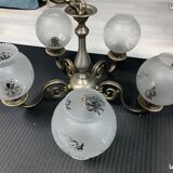 Pewter pendant light with glass globes