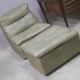 Laauser armless patchwork olive leather lounge chair and ottoman, 1970s