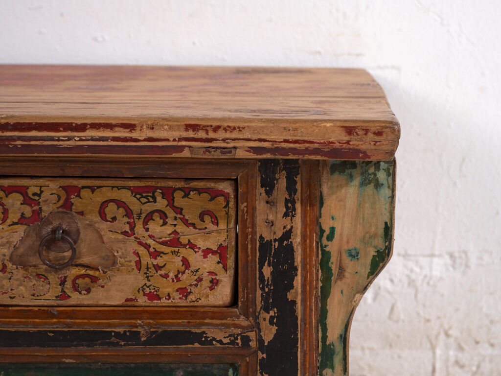 Polychrome Shanxi table with two drawers – China, circa 1930