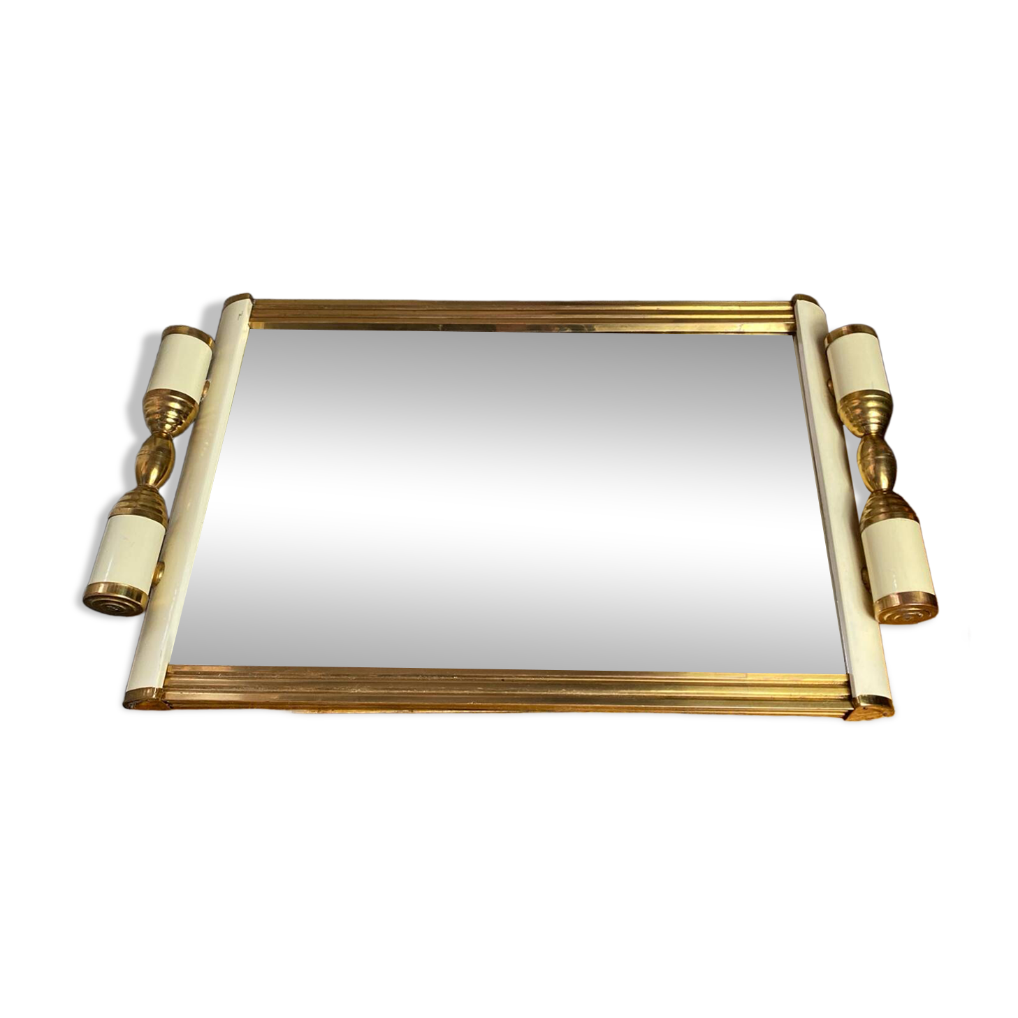 Art Deco tray in bakelite and gilded metal