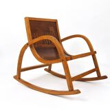 Curved wooden rocking chair for children Bauhaus Brockhage Andrä period, Germany, 1950s