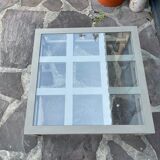 Wooden coffee table and glass tray